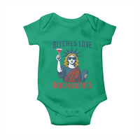 Funny 4th of July Statue of Liberty Cocktail Baby Onesie Retro Bitches Love Independence
