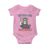 Funny 4th of July Statue of Liberty Cocktail Baby Onesie Retro Bitches Love Independence
