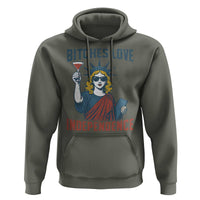 Funny 4th of July Statue of Liberty Cocktail Hoodie Retro Bitches Love Independence