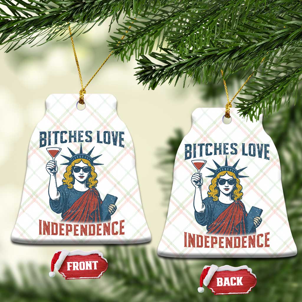 Funny 4th of July Statue of Liberty Cocktail Ceramic Ornament Retro Bitches Love Independence - Wonder Print Shop