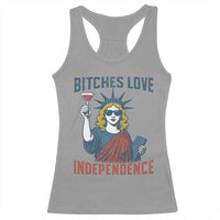 Funny 4th of July Statue of Liberty Cocktail Racerback Tank Top Retro Bitches Love Independence