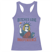 Funny 4th of July Statue of Liberty Cocktail Racerback Tank Top Retro Bitches Love Independence