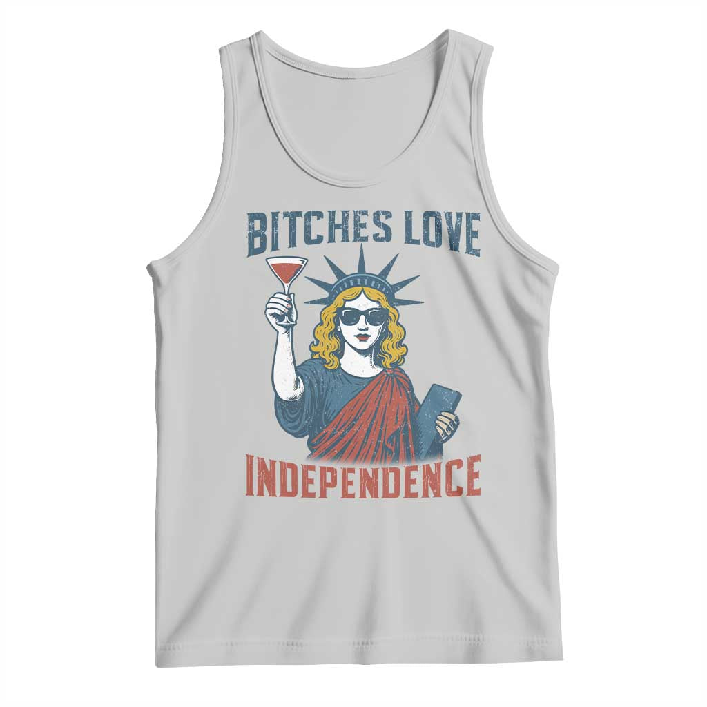 Funny 4th of July Statue of Liberty Cocktail Tank Top Retro Bitches Love Independence