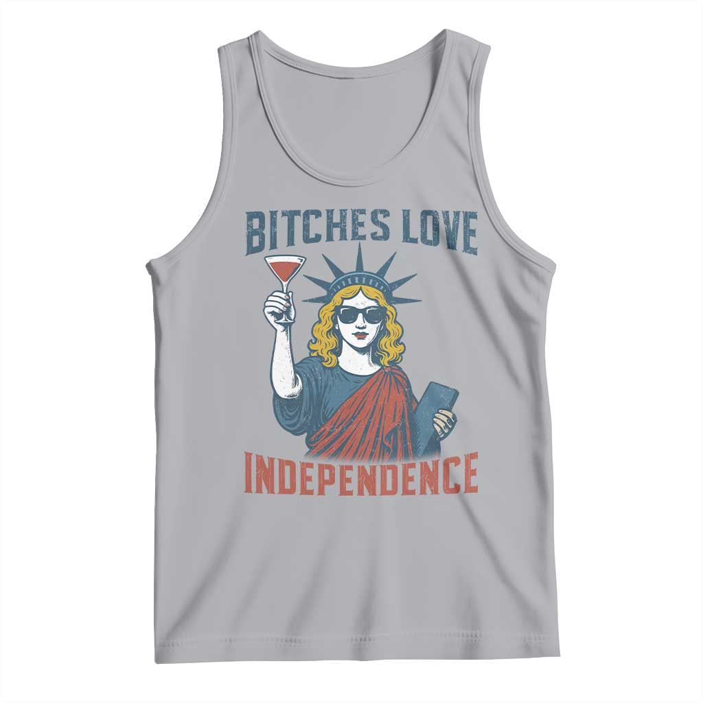 Funny 4th of July Statue of Liberty Cocktail Tank Top Retro Bitches Love Independence