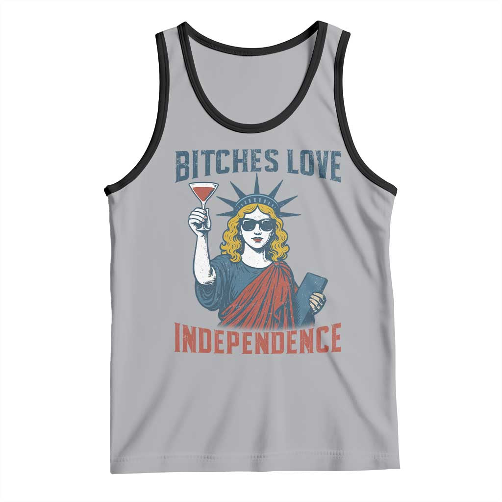 Funny 4th of July Statue of Liberty Cocktail Tank Top Retro Bitches Love Independence