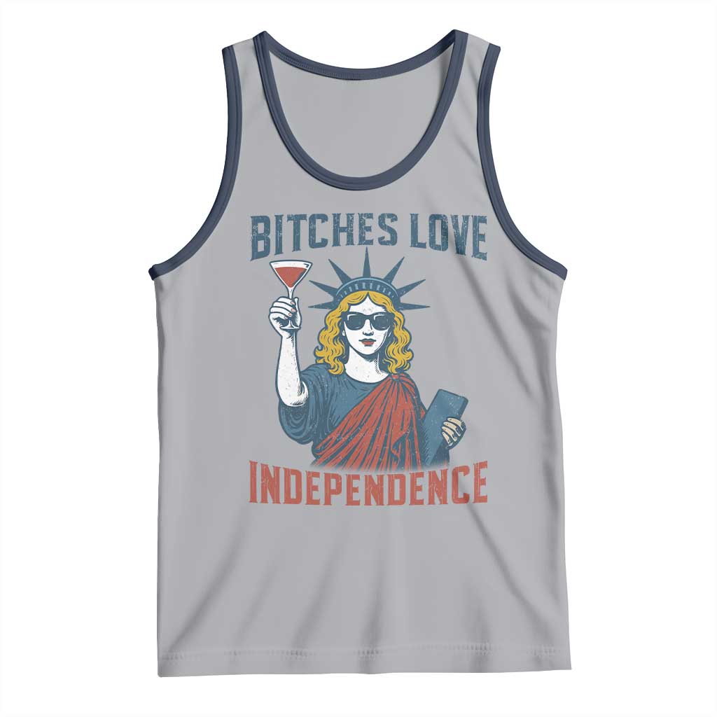 Funny 4th of July Statue of Liberty Cocktail Tank Top Retro Bitches Love Independence