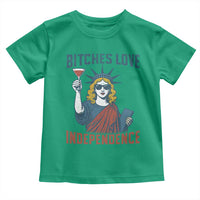 Funny 4th of July Statue of Liberty Cocktail Toddler T Shirt Retro Bitches Love Independence