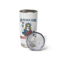 Funny 4th of July Statue of Liberty Cocktail Tumbler Cup Retro Bitches Love Independence