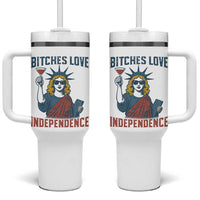 Funny 4th of July Statue of Liberty Cocktail Tumbler With Handle Retro Bitches Love Independence