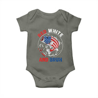 Red White And Bruh Fishing Baby Onesie Funny Patriotic Bass 4th Of July American Flag