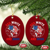 Red White And Bruh Fishing Ceramic Ornament Funny Patriotic Bass 4th Of July American Flag - Wonder Print Shop