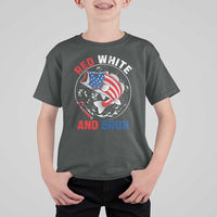 Red White And Bruh Fishing T Shirt For Kid Funny Patriotic Bass 4th Of July American Flag