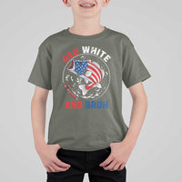 Red White And Bruh Fishing T Shirt For Kid Funny Patriotic Bass 4th Of July American Flag