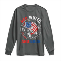 Red White And Bruh Fishing Long Sleeve Shirt Funny Patriotic Bass 4th Of July American Flag