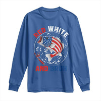 Red White And Bruh Fishing Long Sleeve Shirt Funny Patriotic Bass 4th Of July American Flag