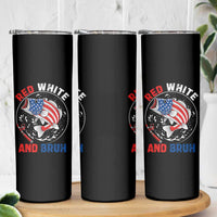Red White And Bruh Fishing Skinny Tumbler Funny Patriotic Bass 4th Of July American Flag