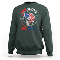 Red White And Bruh Fishing Sweatshirt Funny Patriotic Bass 4th Of July American Flag