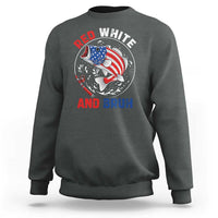 Red White And Bruh Fishing Sweatshirt Funny Patriotic Bass 4th Of July American Flag