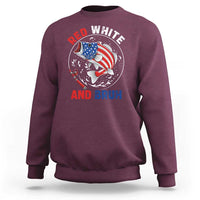 Red White And Bruh Fishing Sweatshirt Funny Patriotic Bass 4th Of July American Flag