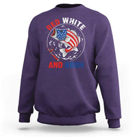Red White And Bruh Fishing Sweatshirt Funny Patriotic Bass 4th Of July American Flag