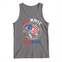 Red White And Bruh Fishing Tank Top Funny Patriotic Bass 4th Of July American Flag