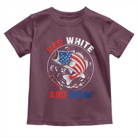 Red White And Bruh Fishing Toddler T Shirt Funny Patriotic Bass 4th Of July American Flag
