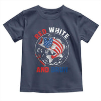 Red White And Bruh Fishing Toddler T Shirt Funny Patriotic Bass 4th Of July American Flag