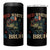 Retro Red White And Bruh Fishing 4 in 1 Can Cooler Tumbler Funny Patriotic Bass 4th Of July
