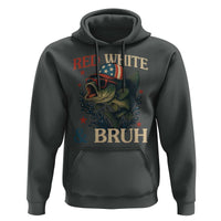 Retro Red White And Bruh Fishing Hoodie Funny Patriotic Bass 4th Of July