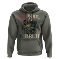 Retro Red White And Bruh Fishing Hoodie Funny Patriotic Bass 4th Of July