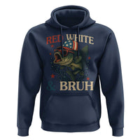 Retro Red White And Bruh Fishing Hoodie Funny Patriotic Bass 4th Of July
