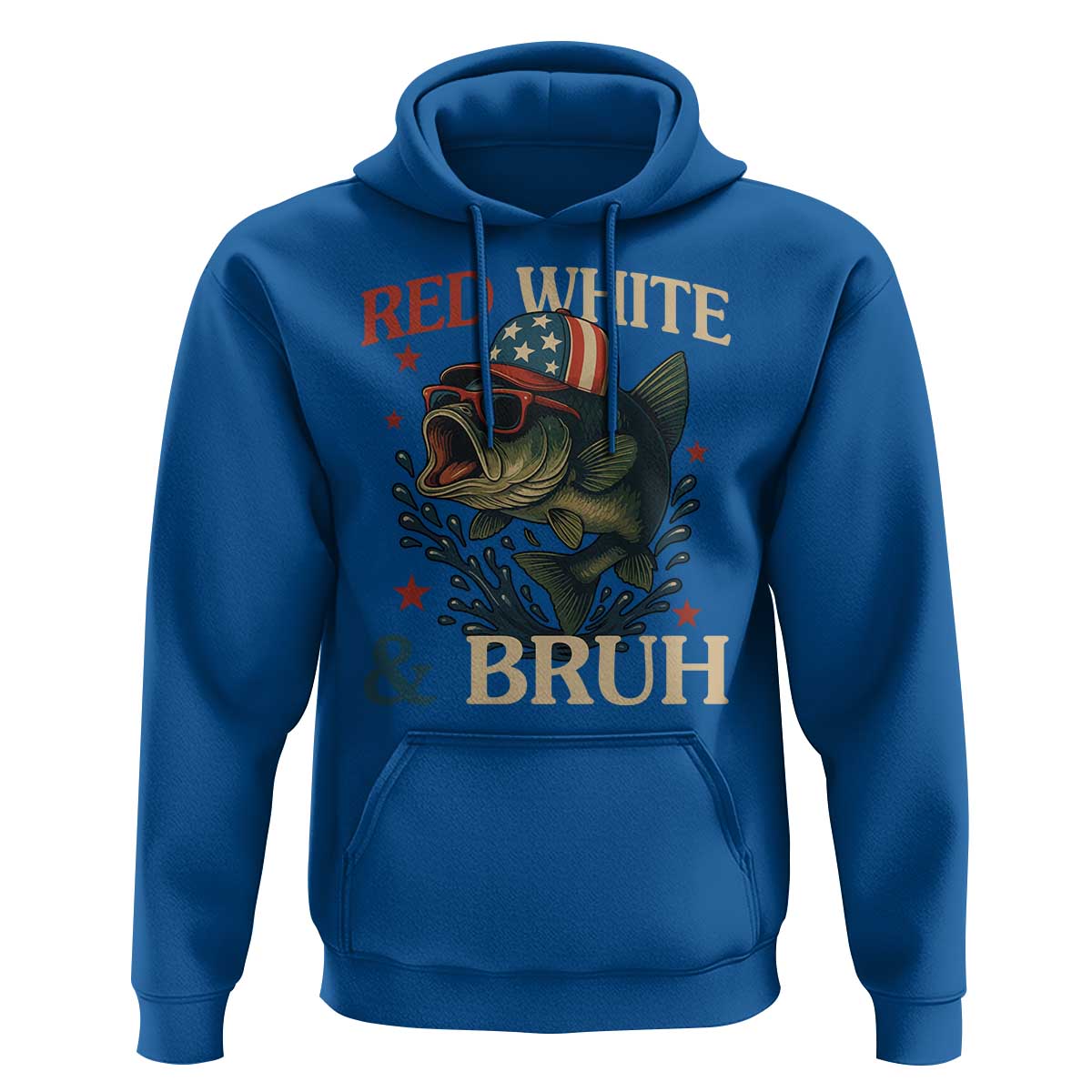 Retro Red White And Bruh Fishing Hoodie Funny Patriotic Bass 4th Of July