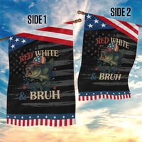 Retro Red White And Bruh Fishing Garden Flag Funny Patriotic Bass 4th Of July