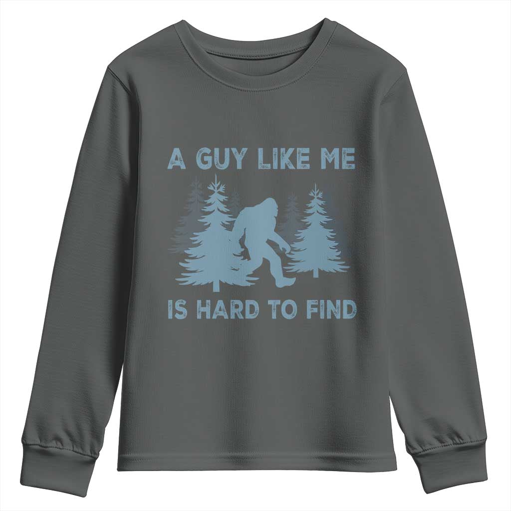Funny Bigfoot Sasquatch Youth Sweatshirt A Guy Like Me Is Hard To Find Forest Silhouette - Wonder Print Shop