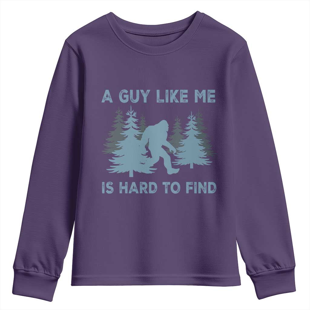 Funny Bigfoot Sasquatch Youth Sweatshirt A Guy Like Me Is Hard To Find Forest Silhouette - Wonder Print Shop