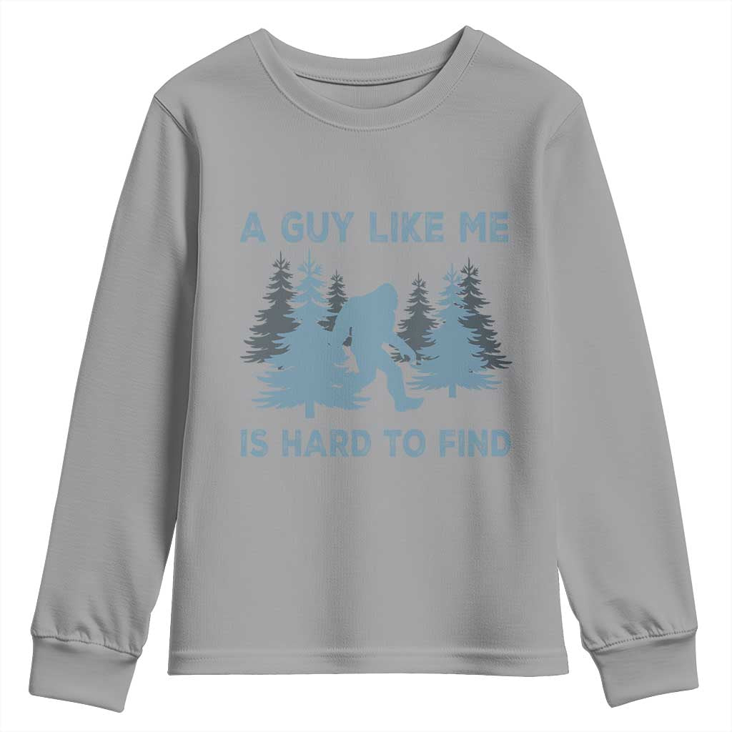 Funny Bigfoot Sasquatch Youth Sweatshirt A Guy Like Me Is Hard To Find Forest Silhouette - Wonder Print Shop