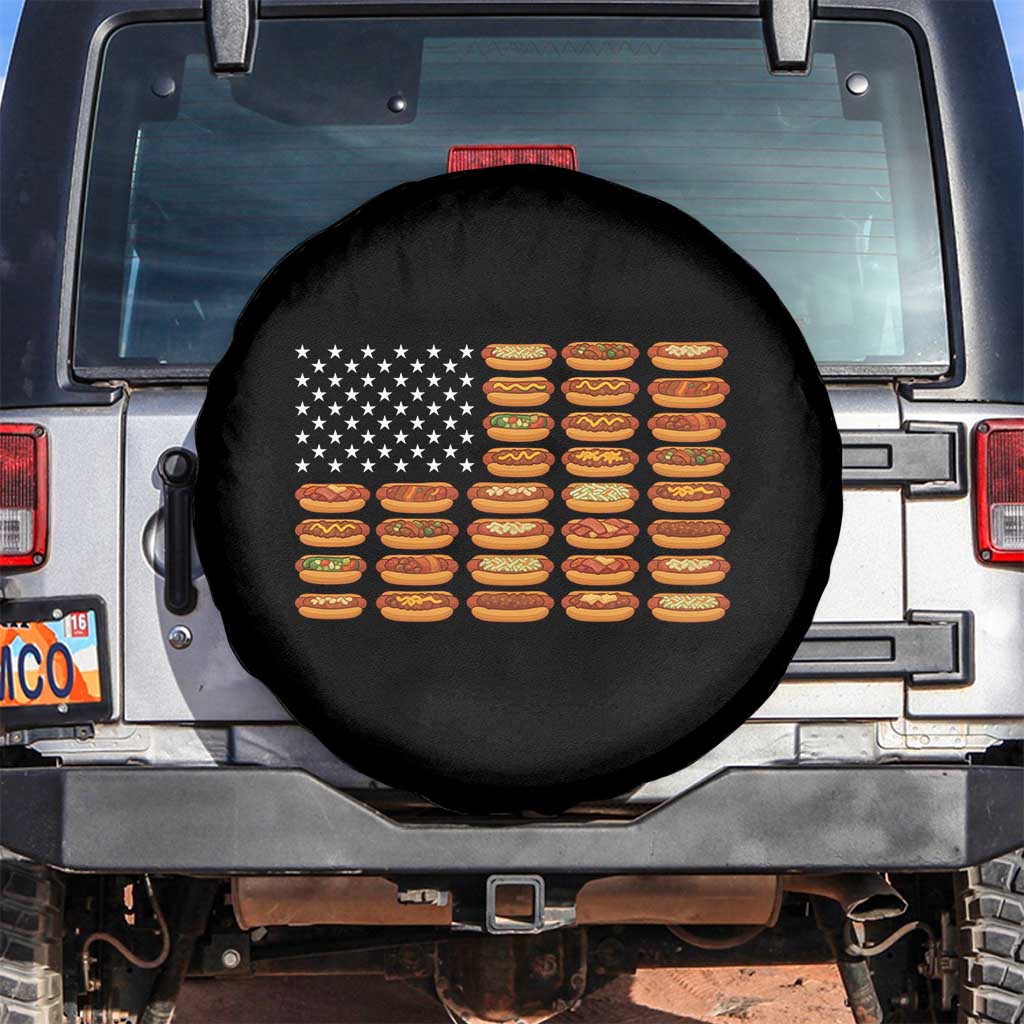 Funny Hot Dog American Flag Spare Tire Cover Patriotic USA 4th of July Summer BBQ Party - Wonder Print Shop