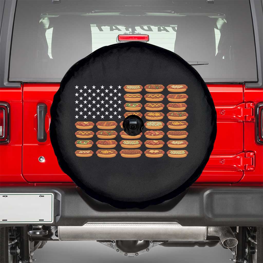 Funny Hot Dog American Flag Spare Tire Cover Patriotic USA 4th of July Summer BBQ Party - Wonder Print Shop