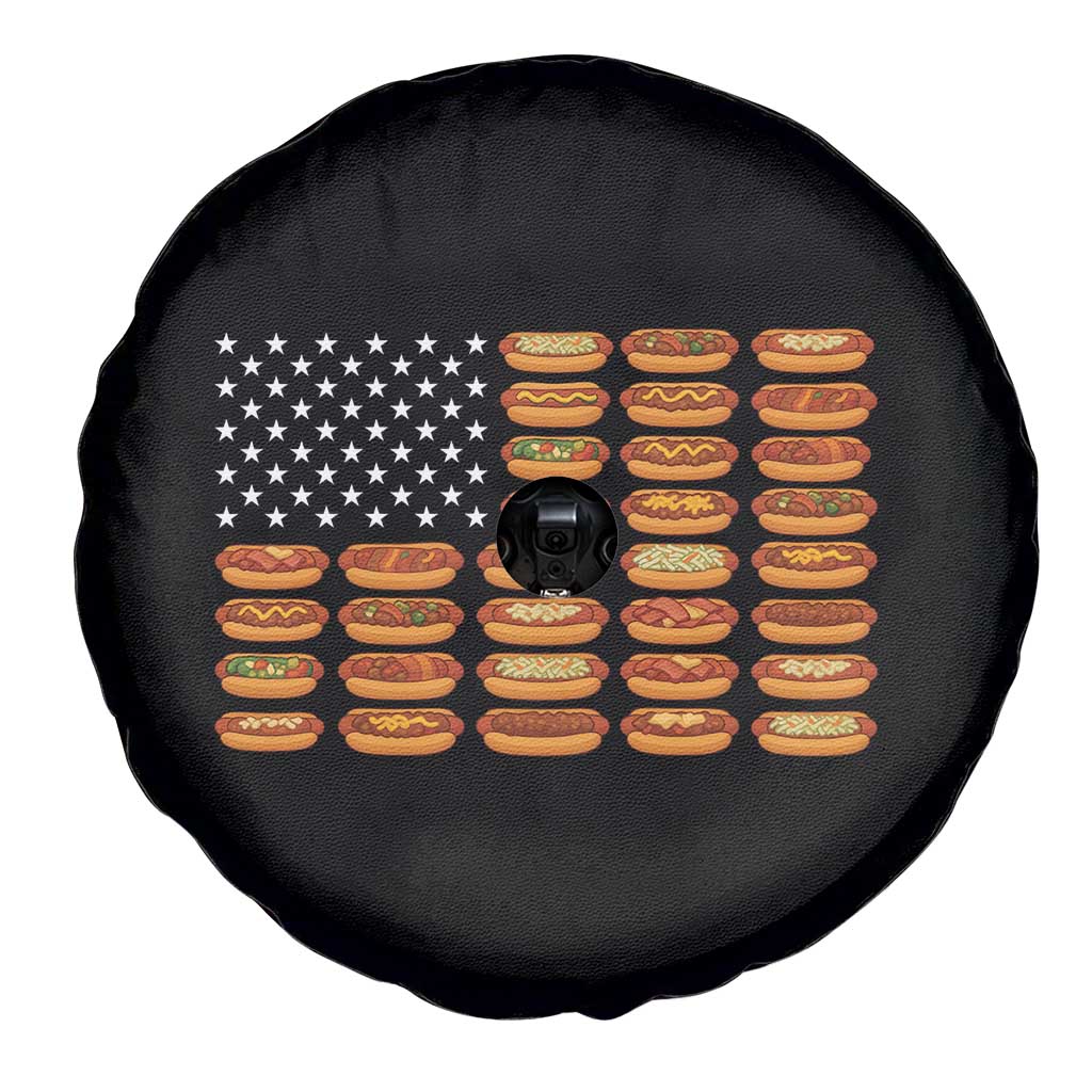 Funny Hot Dog American Flag Spare Tire Cover Patriotic USA 4th of July Summer BBQ Party - Wonder Print Shop