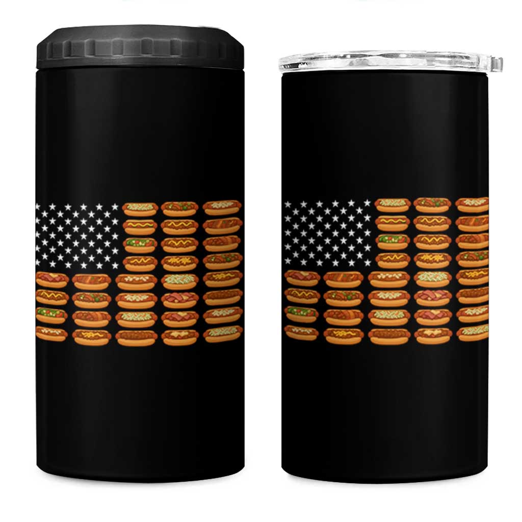 Funny Hot Dog American Flag 4 in 1 Can Cooler Tumbler Patriotic USA 4th of July Summer BBQ Party - Wonder Print Shop