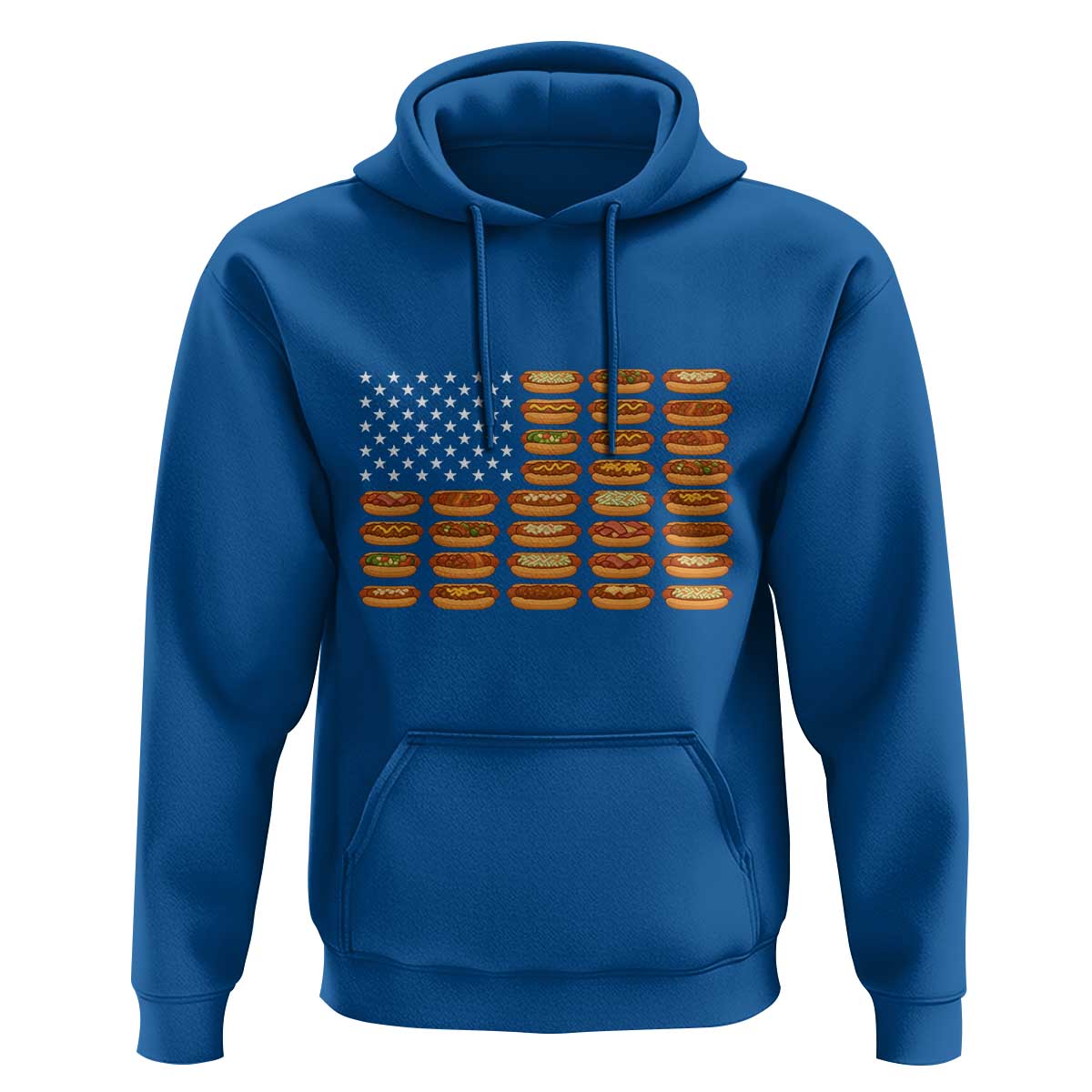 Funny Hot Dog American Flag Hoodie Patriotic USA 4th of July Summer BBQ Party - Wonder Print Shop