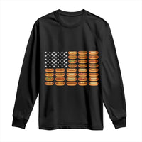 Funny Hot Dog American Flag Long Sleeve Shirt Patriotic USA 4th of July Summer BBQ Party - Wonder Print Shop