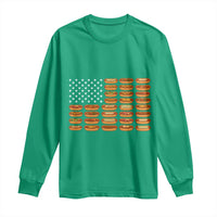 Funny Hot Dog American Flag Long Sleeve Shirt Patriotic USA 4th of July Summer BBQ Party - Wonder Print Shop