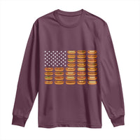 Funny Hot Dog American Flag Long Sleeve Shirt Patriotic USA 4th of July Summer BBQ Party - Wonder Print Shop