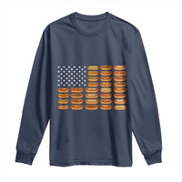 Funny Hot Dog American Flag Long Sleeve Shirt Patriotic USA 4th of July Summer BBQ Party - Wonder Print Shop