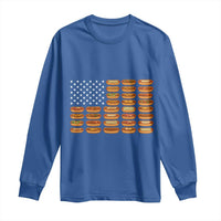 Funny Hot Dog American Flag Long Sleeve Shirt Patriotic USA 4th of July Summer BBQ Party - Wonder Print Shop