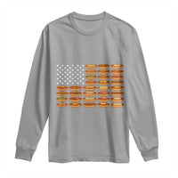 Funny Hot Dog American Flag Long Sleeve Shirt Patriotic USA 4th of July Summer BBQ Party - Wonder Print Shop