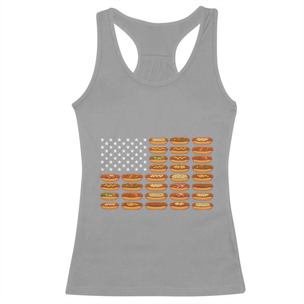Funny Hot Dog American Flag Racerback Tank Top Patriotic USA 4th of July Summer BBQ Party - Wonder Print Shop
