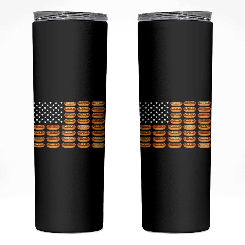 Funny Hot Dog American Flag Skinny Tumbler Patriotic USA 4th of July Summer BBQ Party - Wonder Print Shop