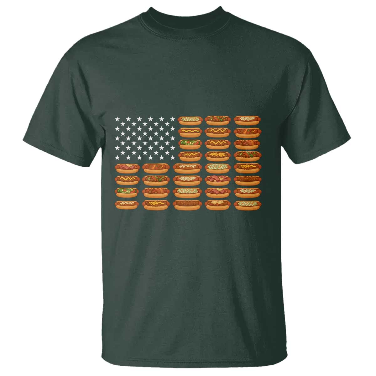 Funny Hot Dog American Flag T Shirt Patriotic USA 4th of July Summer BBQ Party - Wonder Print Shop